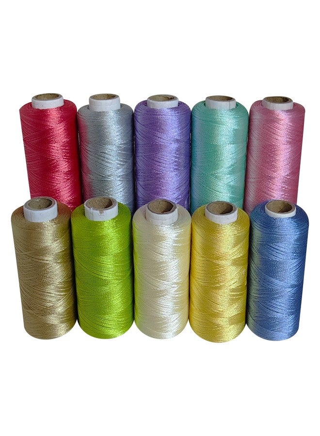Domick Poly Silk Embroidery Threads Assorted 20 Color 20 Pcs 900 Meter Apporx. Suitable for Tassel Luster, Jewellery Making Project Warping Bangles Jhumka. (10 Color 10 PCS LL Poly Silk) - Image 1