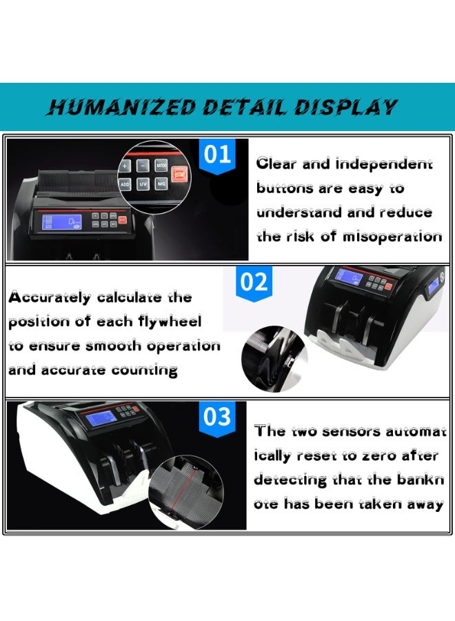 XiuWoo Multi Currency LED Counterfeit Detector, Foreign Banknote Counting Machine, UV/MG Double Detection for Cash, 900 PCS/Min, Easy to Use - Image 2