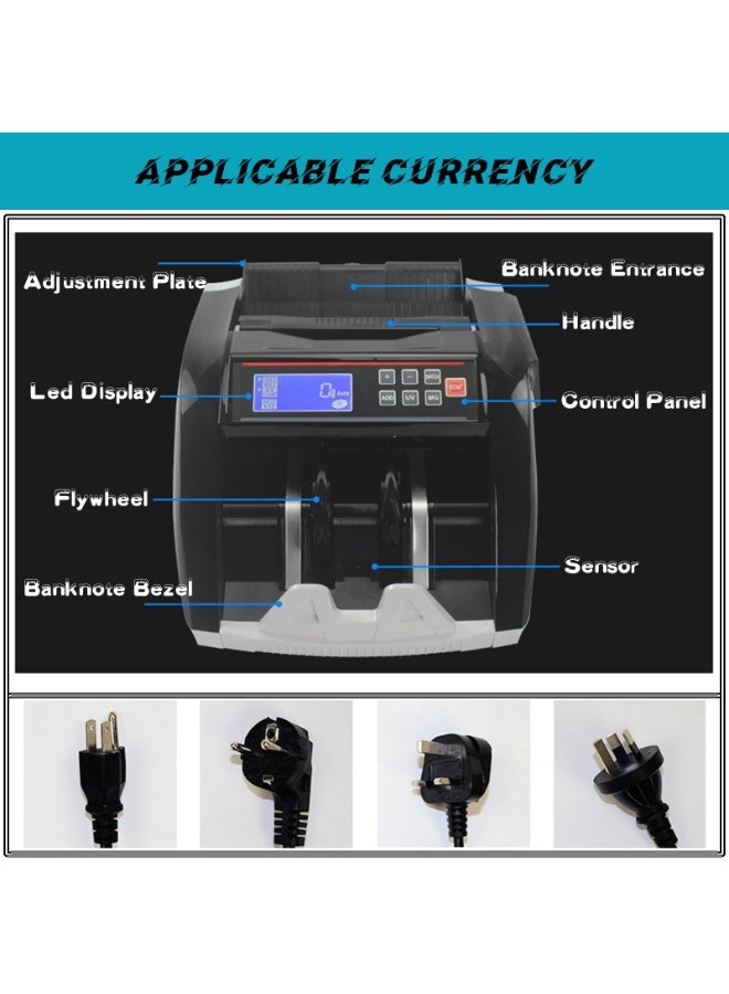 XiuWoo Multi Currency LED Counterfeit Detector, Foreign Banknote Counting Machine, UV/MG Double Detection for Cash, 900 PCS/Min, Easy to Use - Image 5