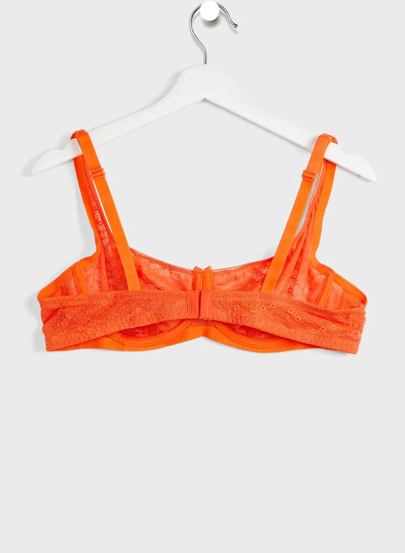 Ivory Rose Zig Zag Balconette Bra Orange - Curve
