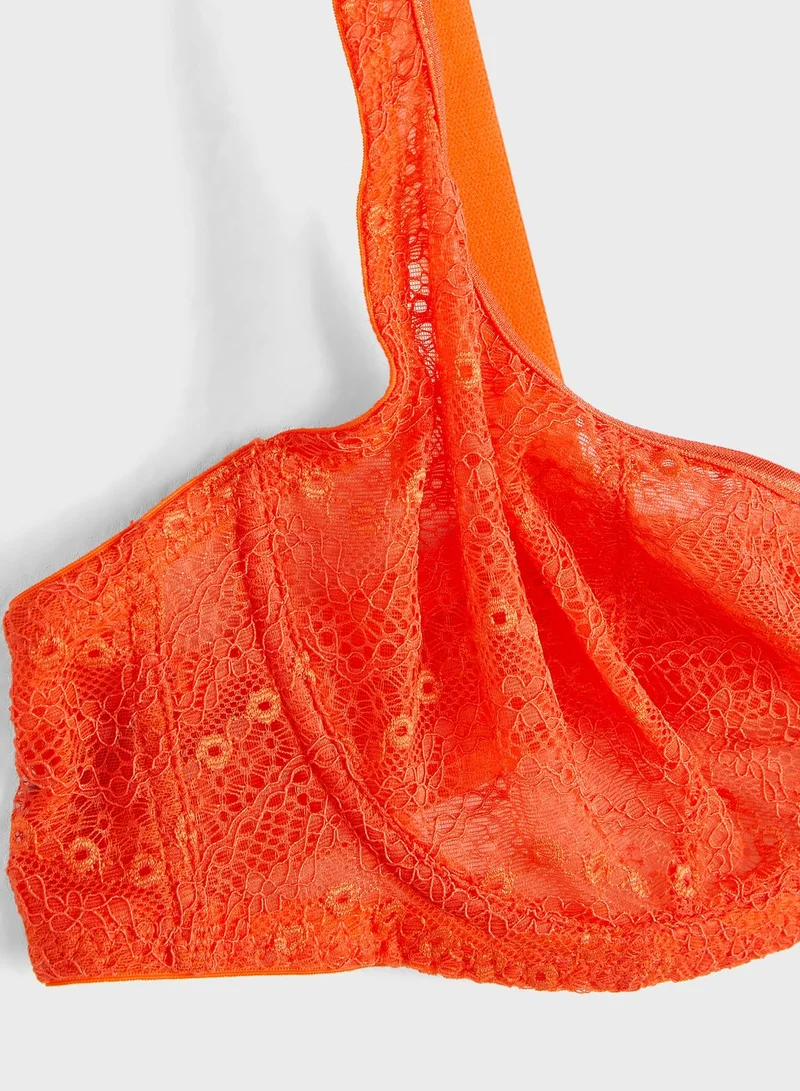 Ivory Rose Zig Zag Balconette Bra Orange - Curve