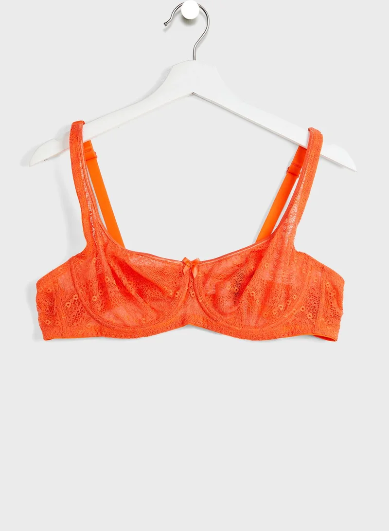 Ivory Rose Zig Zag Balconette Bra Orange - Curve