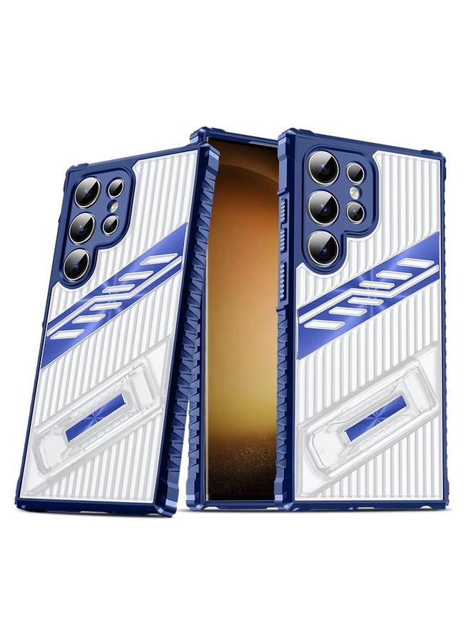 اس-توب جراب لهاتف Samsung Galaxy S23 Ultra 5G مع حامل مطلي بالكمبيوتر الشخصي، جراب هاتف هجين من مادة TPU - Image 1