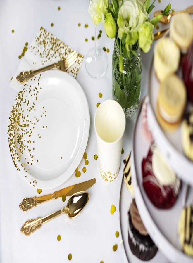 PARTYCHIC Party Chic Gold Napkins - 50 Pack of Party Napkins, White and Gold Cocktail Napkins for Birthday, Bridal Shower, New Years, Thanksgiving, Christmas - Image 3
