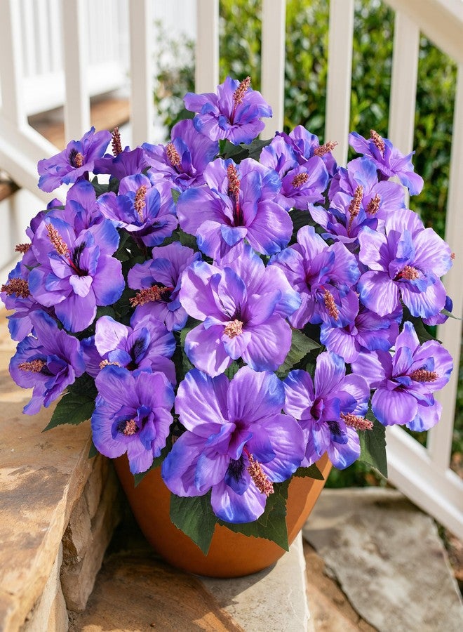 HyeFlora Artificial Hibiscus Flowers for Outdoors Faux Plant Spring Decor, 4 Bundles Fake Tropical Flowers UV Resistant Realistic Outdoor Silk Flower for Outside Planter Porch Patio Garden Window Home - Image 1