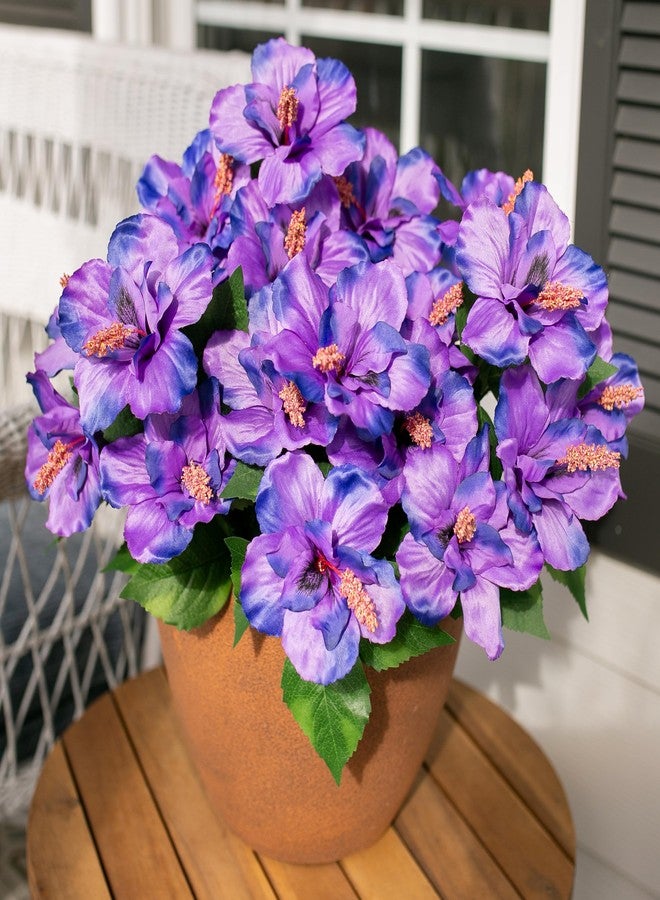 HyeFlora Artificial Hibiscus Flowers for Outdoors Faux Plant Spring Decor, 4 Bundles Fake Tropical Flowers UV Resistant Realistic Outdoor Silk Flower for Outside Planter Porch Patio Garden Window Home - Image 3