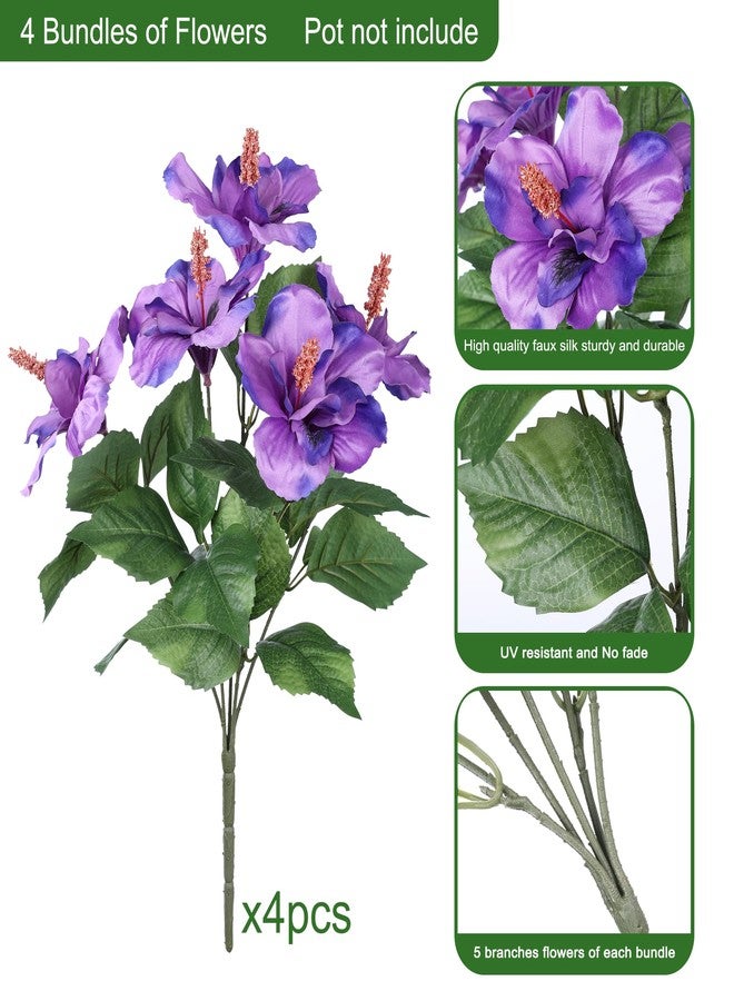 HyeFlora Artificial Hibiscus Flowers for Outdoors Faux Plant Spring Decor, 4 Bundles Fake Tropical Flowers UV Resistant Realistic Outdoor Silk Flower for Outside Planter Porch Patio Garden Window Home - Image 5