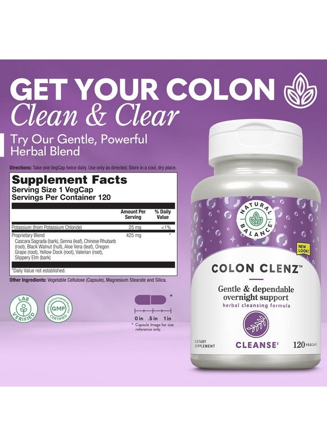 Natural Balance توازن طبيعي كولون كلينز | تنظيف القولون بالأعشاب، تنظيف ديتوكس، ومكمل صحة الجهاز الهضمي - تركيبة لطيفة وموثوقة لليلة واحدة - ضمان 60 يوم (120 حصة، 120 كبسولة نباتية) - Image 2