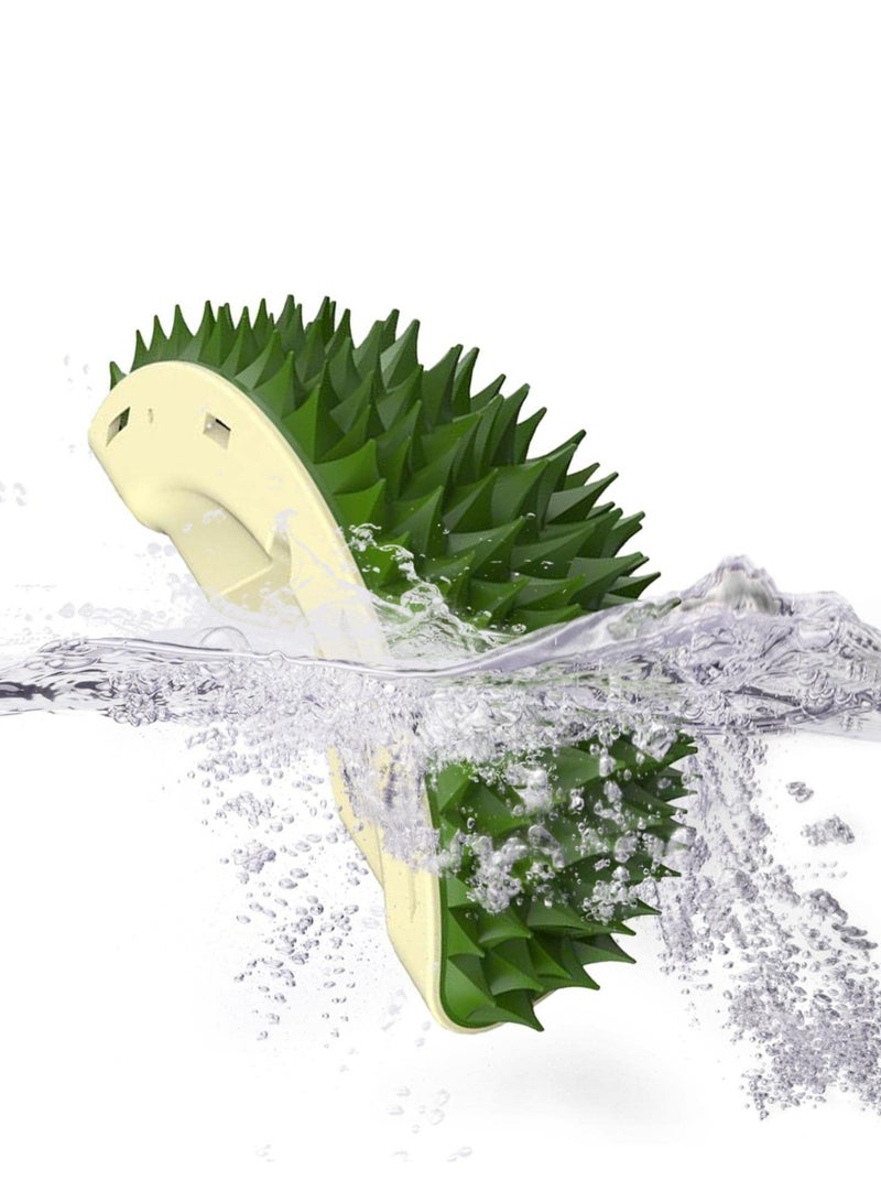 SYOSI Cat Corner Self Groomer Cute Durian Shape Soft Cat Grooming Brush Wall Mount Cat Corner Scratcher Wall Brush Durian Shape Wall Corner Scratcher Massage Combs for Cats Green - Image 4