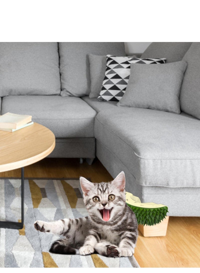 SYOSI Cat Corner Self Groomer Cute Durian Shape Soft Cat Grooming Brush Wall Mount Cat Corner Scratcher Wall Brush Durian Shape Wall Corner Scratcher Massage Combs for Cats Green - Image 3