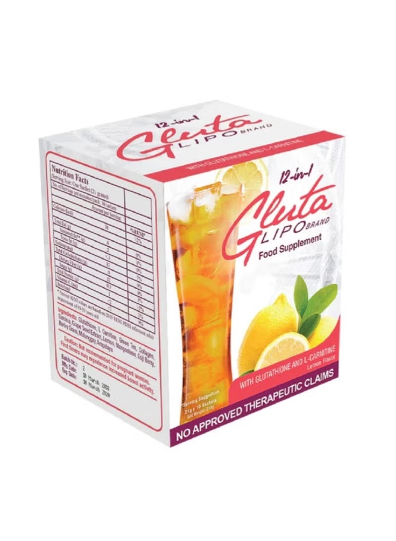 Glutalipo  12-in-1 Whitening & Slimming Juice - 21g x 10 Sachets - Image 2
