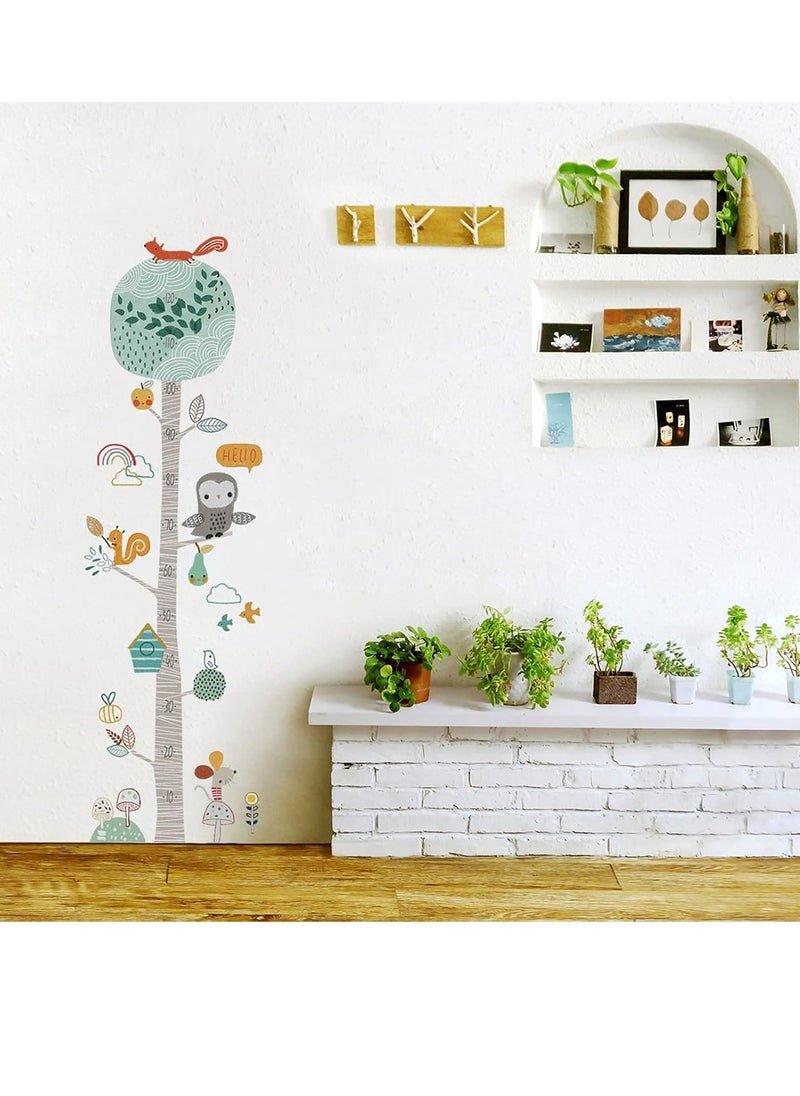 Gonice Kids Height Chart Wall Decals, Baby Growth Height Wall Ruler, Lovely Forest Animals Mouse Owl Squirrel Tree Height Measure Wall Stickers, Removable DIY Mural Decor for Kids Bedroom, Nursery, Classroom  - Image 3