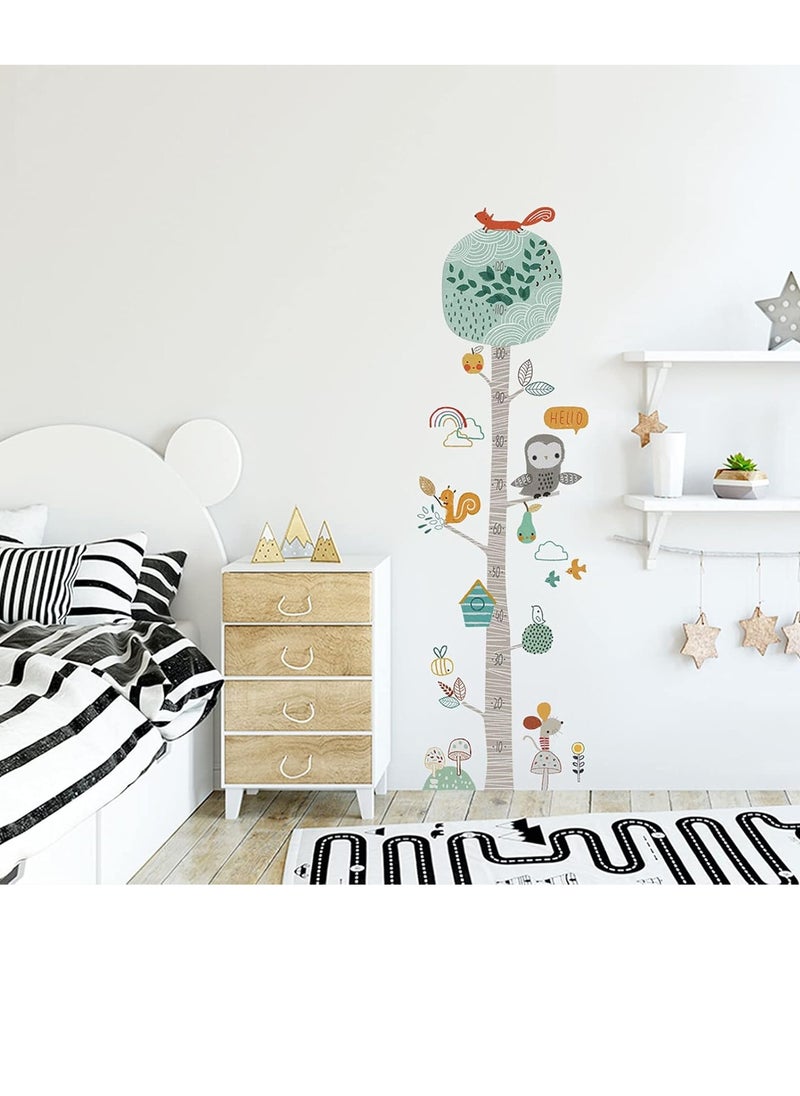 Gonice Kids Height Chart Wall Decals, Baby Growth Height Wall Ruler, Lovely Forest Animals Mouse Owl Squirrel Tree Height Measure Wall Stickers, Removable DIY Mural Decor for Kids Bedroom, Nursery, Classroom  - Image 4