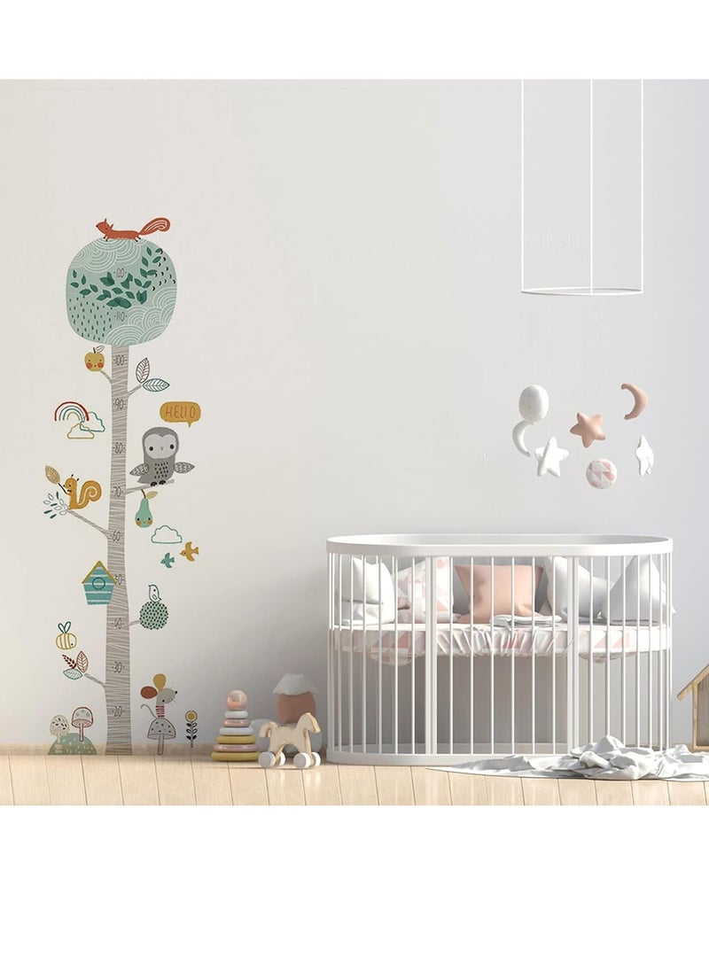 Gonice Kids Height Chart Wall Decals, Baby Growth Height Wall Ruler, Lovely Forest Animals Mouse Owl Squirrel Tree Height Measure Wall Stickers, Removable DIY Mural Decor for Kids Bedroom, Nursery, Classroom  - Image 5