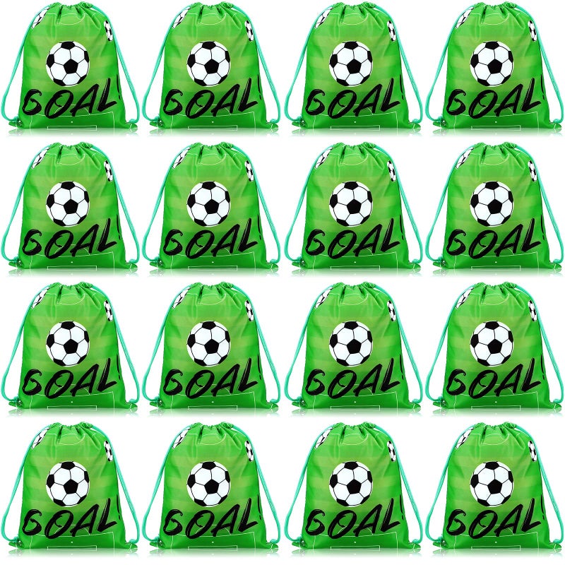 Shappy 16 Pack Soccer Drawstring Bags for Party Favors 12 x 10 Inch Treat Candy Goodie Gifts Bags Team Supplies Sport Birthday Party Favors - Image 2