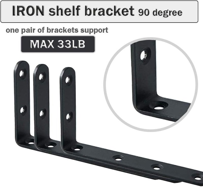 WINKER Corner Brace 8 Pcs Shelf Bracket Heavy Duty Black Steel L Corner Brace, Decorative Joint Angle Bracket for Shelf 5 InchX3 Inch Shelves Wall Hanging Bracket with Screws (125X75mm(5 InchX3 Inch)(4PCS) - Image 4