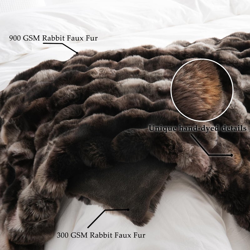 BENVWE Fluffy Faux Fur Throw Blanket for Couch, Soft Plush Thick Cozy Fuzzy Luxury Minky Bubble Blanket for Home Living Room Decor Gift for Women, Tie-dye Coffee, 50" x 60", 1100GSM - Image 5