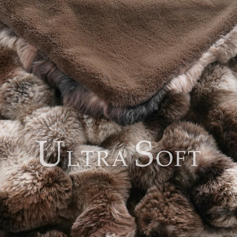 BENVWE Fluffy Faux Fur Throw Blanket for Couch, Soft Plush Thick Cozy Fuzzy Luxury Minky Bubble Blanket for Home Living Room Decor Gift for Women, Tie-dye Coffee, 50" x 60", 1100GSM - Image 3