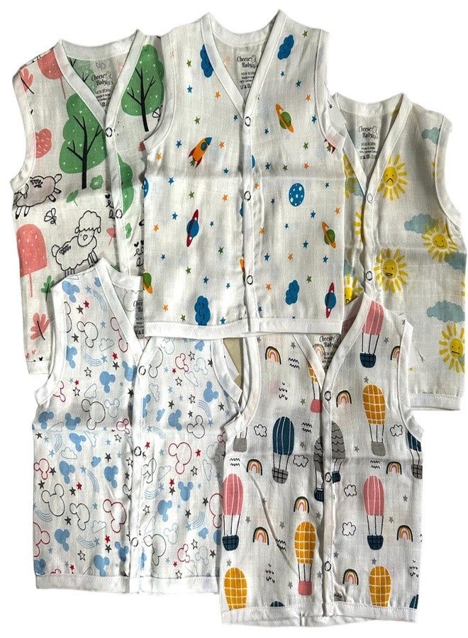 cheesebaby Super Soft Cotton Muslin Jabla for Child | Prints Will be Varying (in, Age, 0 Months, 3 Months, Regular, 5, Multicolor Printed) - Image 1