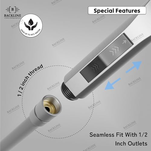 B BACKLINE Backline Water Saving Jet Spray for Toilet | Health Faucet for Toilets | ABS Hand Gun with Hose Pipe 1.2 Meter and Wall Hook/Holder | Bathroom Bidet Spray (Brushed - Full Set (Gun + Hose + Hook)) - Image 4