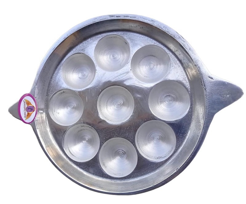 Jayam Traditional صينية بانيارام التقليدية من جايام متوافقة مع الغاز لصنع الأپام، طنجرة شاتي باترا، أواني طهي غير لاصقة بشكل طبيعي 9 تجويفات - Image 1