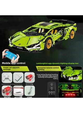 Cyberpunk Lamborgan Green Cow Building Blocks Black Samurai V12 Remote Control Car Boy Assembled Toy Car-Color:Container Version Green Lamborghini + Dynamic + Lighting + Display Box - pzsku/ZE6AA67C2B5F49702C0EBZ/45/1745582771/2af859ca-a91b-42dd-bb48-49a02eefb07c