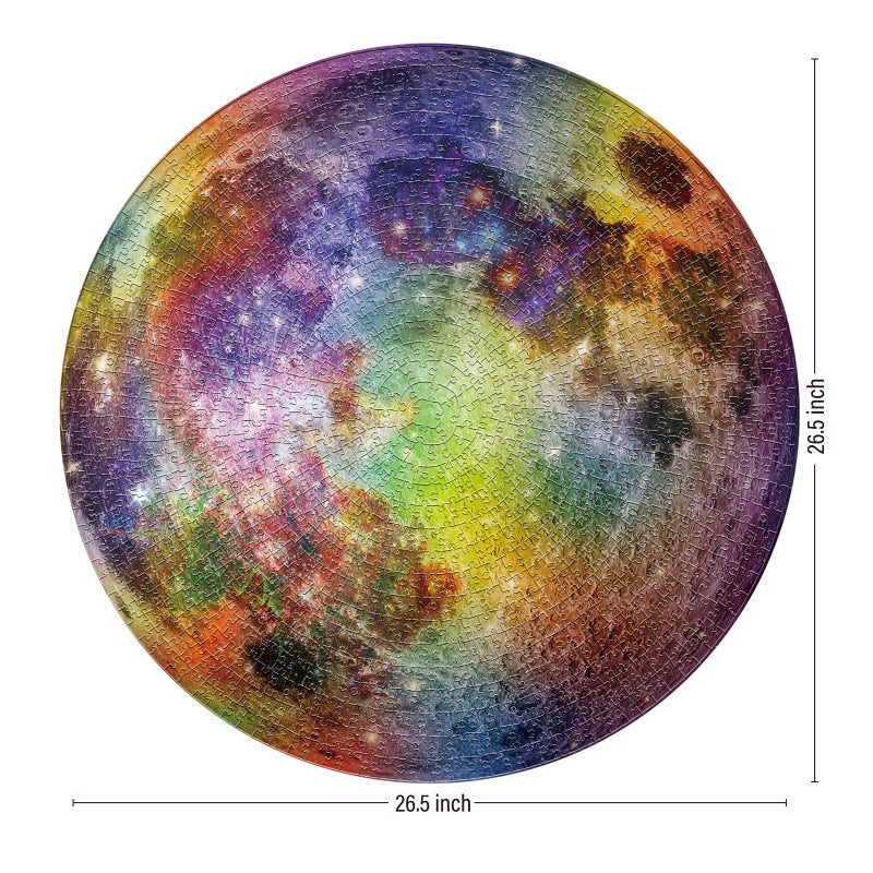 ANTELOPE Rainbow Moon 1000 Piece Jigsaw Puzzle for Adults Space Theme Paperboard Round Puzzle High Resolution Matte Finish No Dust Includes Poster 265 inches - Image 3