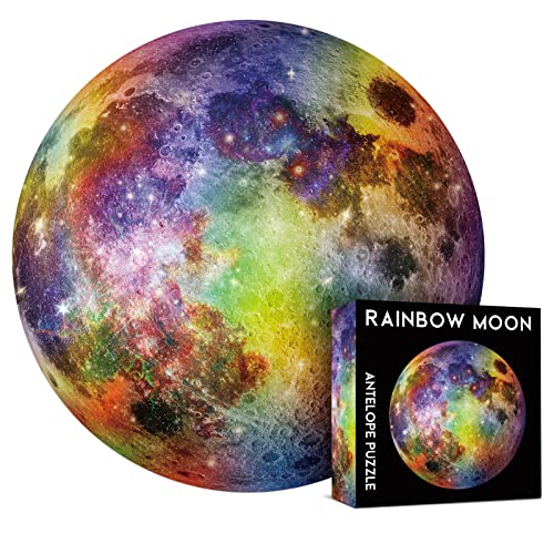 ANTELOPE Rainbow Moon 1000 Piece Jigsaw Puzzle for Adults Space Theme Paperboard Round Puzzle High Resolution Matte Finish No Dust Includes Poster 265 inches - Image 1