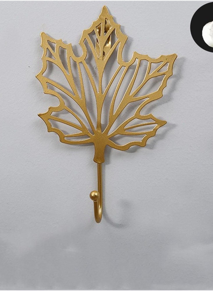 EHOME Decorative Leaves Iron Hooks,Maple Leaf Shape Wall Mounted Hooks Modern Key Holder with Non-Marking Nails Gold Single Prong Hat Hanger Home Office Nursery Room Decoration  - Image 5