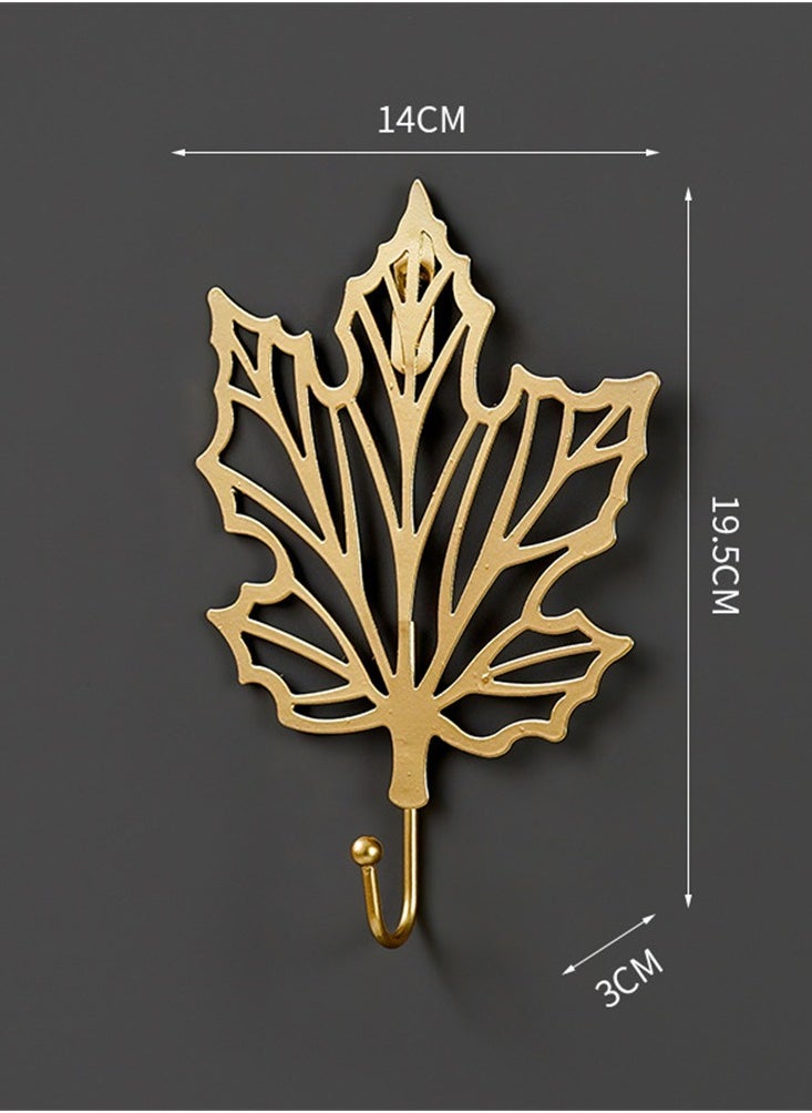EHOME Decorative Leaves Iron Hooks,Maple Leaf Shape Wall Mounted Hooks Modern Key Holder with Non-Marking Nails Gold Single Prong Hat Hanger Home Office Nursery Room Decoration  - Image 4