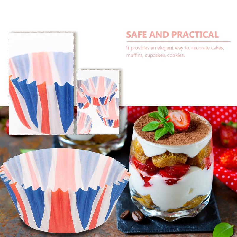 Union Jack أكواب خبز الكب كيك القابل للتصرف 100 قطعة ورقية بطانة أكسسوارات الخبز الحلويات الوطنية - Image 4