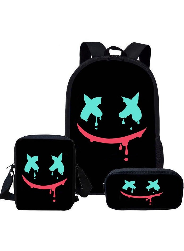Backpacker Versatile Electronic Music Marshmello Schoolbag High School Student Backpack 42*29*16CM+Pen Bag 24*14*7CM+Shoulder Bag 23*19*6CM three-piece set - Image 1
