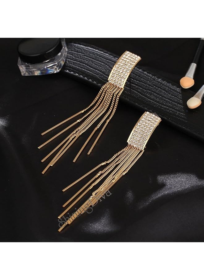 Shining Diva Fashion Italian Designer Collection Gold Plated Drop Earrings For Women Golden 9751Er  - Image 2