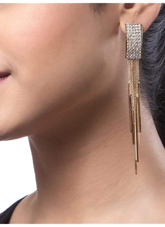 Shining Diva Fashion Italian Designer Collection Gold Plated Drop Earrings For Women Golden 9751Er  - Image 5