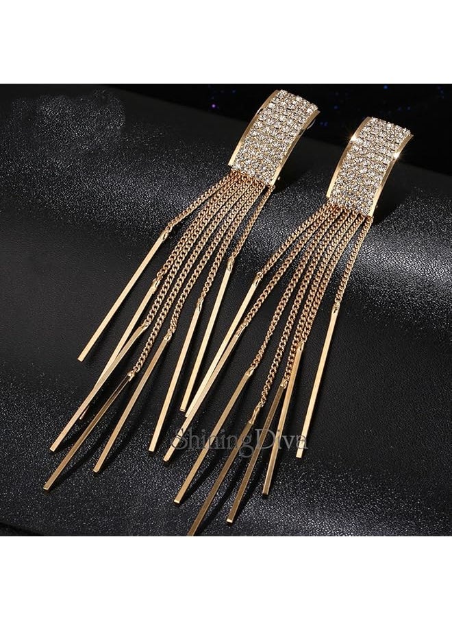 Shining Diva Fashion Italian Designer Collection Gold Plated Drop Earrings For Women Golden 9751Er  - Image 3