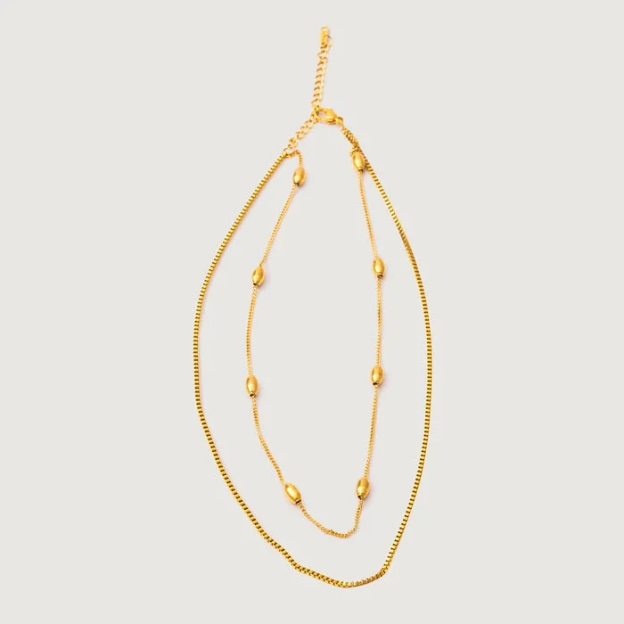 noya Lila Layered Chain Necklace - 18K Gold Plated