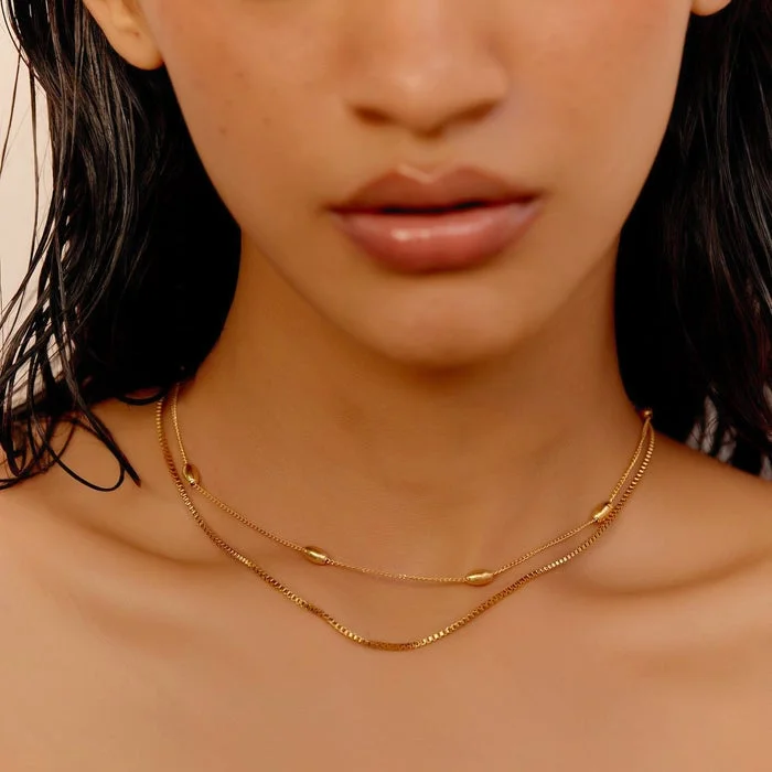 noya Lila Layered Chain Necklace - 18K Gold Plated