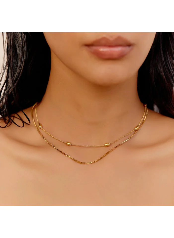 noya Lila Layered Chain Necklace - 18K Gold Plated