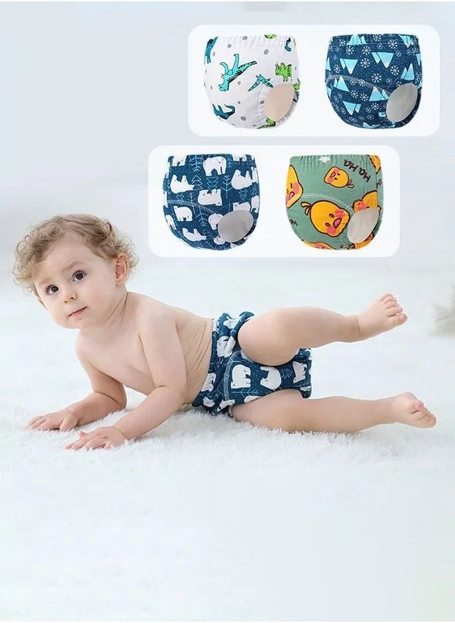 MIXDE 4 Piece Potty Training Underwear, 6 Layers Breathable Cotton Absorbent Trainer Pants for Toddler Baby Boys Girls Waterproof  - Image 1