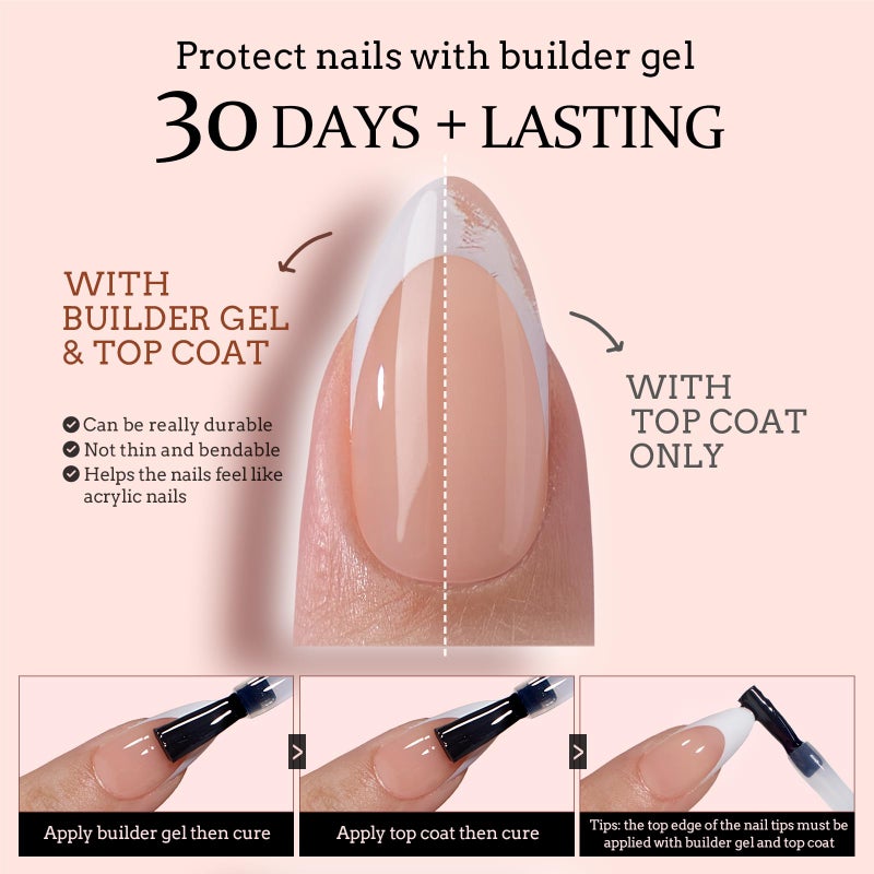 BTArtboxnails XCOATTIPS French Tip Nails - Short Press On Nails, 160 Pcs Nude Square Soft Gel Nail Tips Pre-applied Tip Primer & Base Coat, No Need File False Nails for Home DIY, 16 Sizes - Image 5
