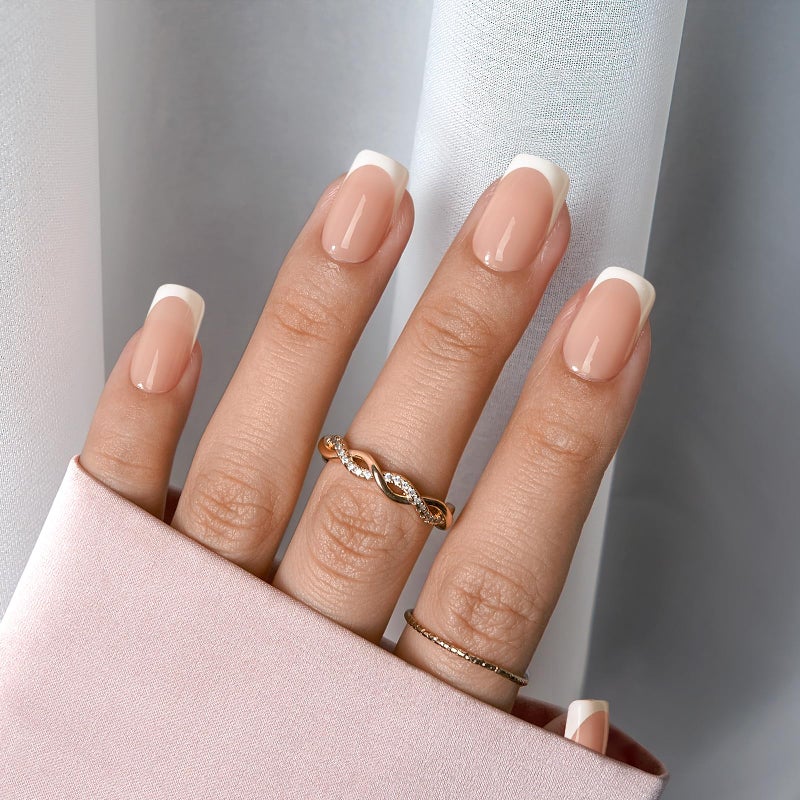 BTArtboxnails XCOATTIPS French Tip Nails - Short Press On Nails, 160 Pcs Nude Square Soft Gel Nail Tips Pre-applied Tip Primer & Base Coat, No Need File False Nails for Home DIY, 16 Sizes - Image 2