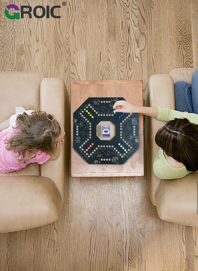 GROIC Jackaroo Board Game,Ludo Board Game,Jackaroo Joker Wooden Board Game for 4 or 6 players double sided,Includes Cards and Marbles, Small bag for Marbles,Jackaroo Game Family Game Marble Game - Image 5