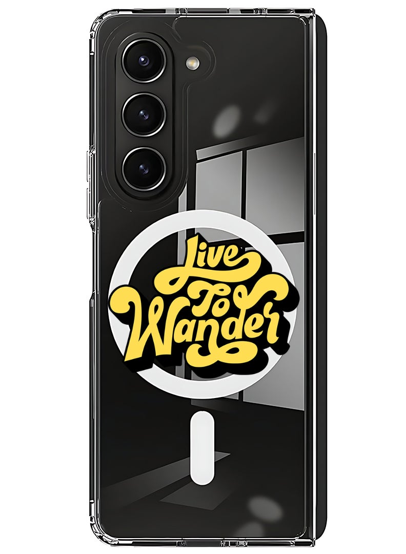 Theodor Magnetic Case for Samsung Galaxy Z Fold 5 Compatible with MagSafe Wireless Charging, Shockproof Phone Bumper Cover Live to wander-01 - Image 1