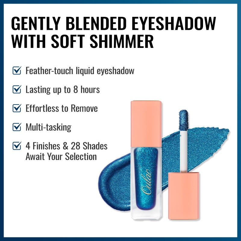 Oulac Blue Liquid Glitter Eyeshadow Liquid Shimmer Eyeshadow Liquid Eyeliner Non-sticky One-Swipe Coverage with Quick-Drying Crease-resistant Formula.Vegan & Cruelty-Free.(10) - Image 3