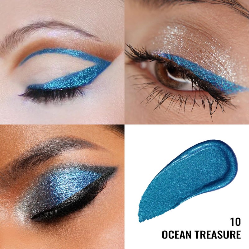 Oulac Blue Liquid Glitter Eyeshadow Liquid Shimmer Eyeshadow Liquid Eyeliner Non-sticky One-Swipe Coverage with Quick-Drying Crease-resistant Formula.Vegan & Cruelty-Free.(10) - Image 4