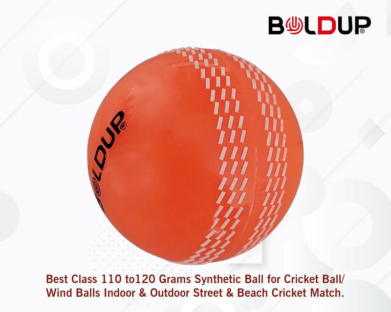 IFOLDUP Practice Cricket Ball | Wind Balls | Swing Ball | Indoor & Outdoor Street & Beach Cricket | Synthetic Match Practice Training (Combo of 2Pc White+Orange Cricket Ball) - Image 2