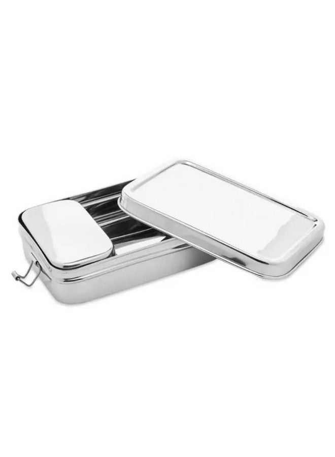 DiBha Stainless Steel Rectangle Shape Medium Size Lunch Box/School Lunch Box for Kids/Adults with 1 Snack Box (300 ml) - Image 3