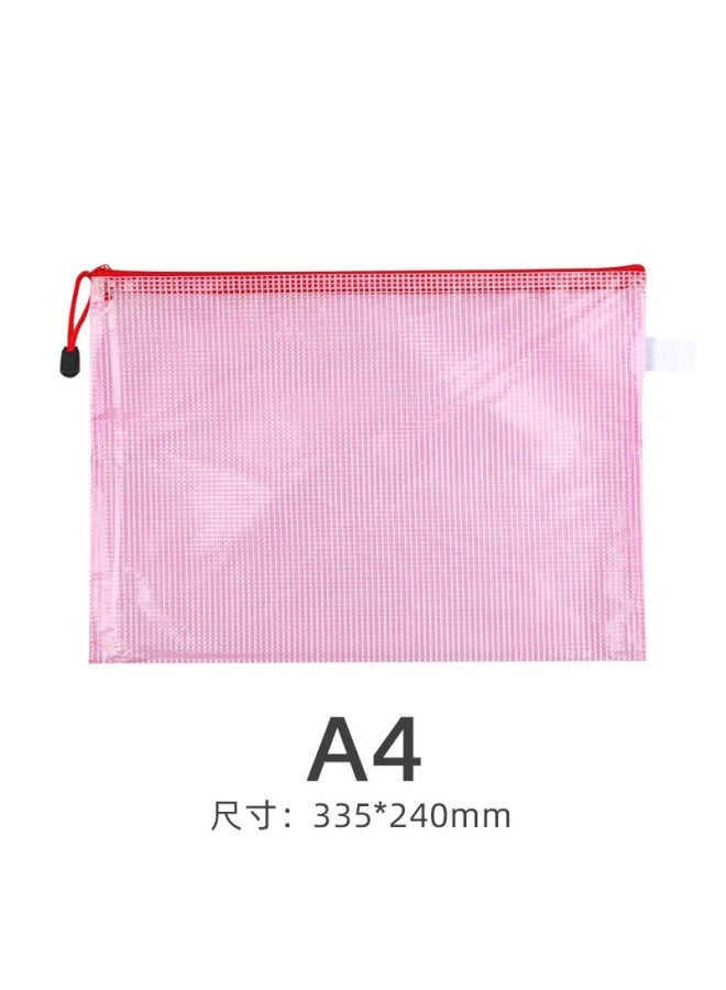 Transparent File Bag  A4 Office Supplies Mesh Zipper Bag Stationery Pvc Waterproof Satchel Test Paper Information Bag - Image 1