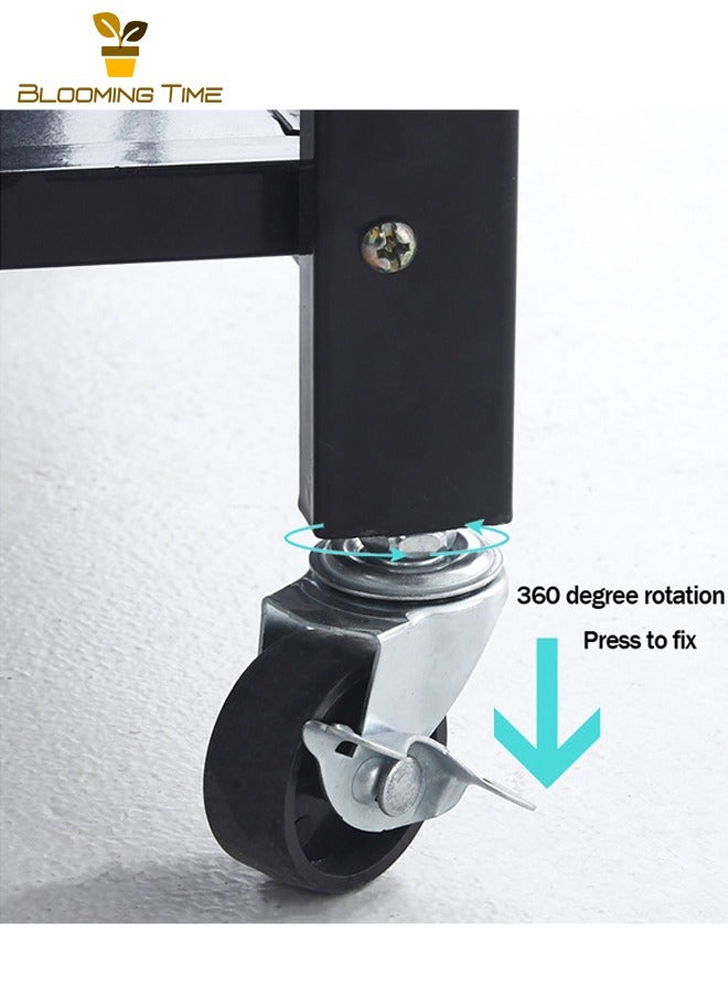 بلومنغ تايم 4 طبقات أرفف مطبخ قابلة للطي للتركيب مجاناً 4 طبقات أرفف مطبخ قابلة للطي أرضية رف تخزين متعدد الطبقات شرفة فرن الميكروويف رف تخزين قابل للإزالة أبيض - Image 5
