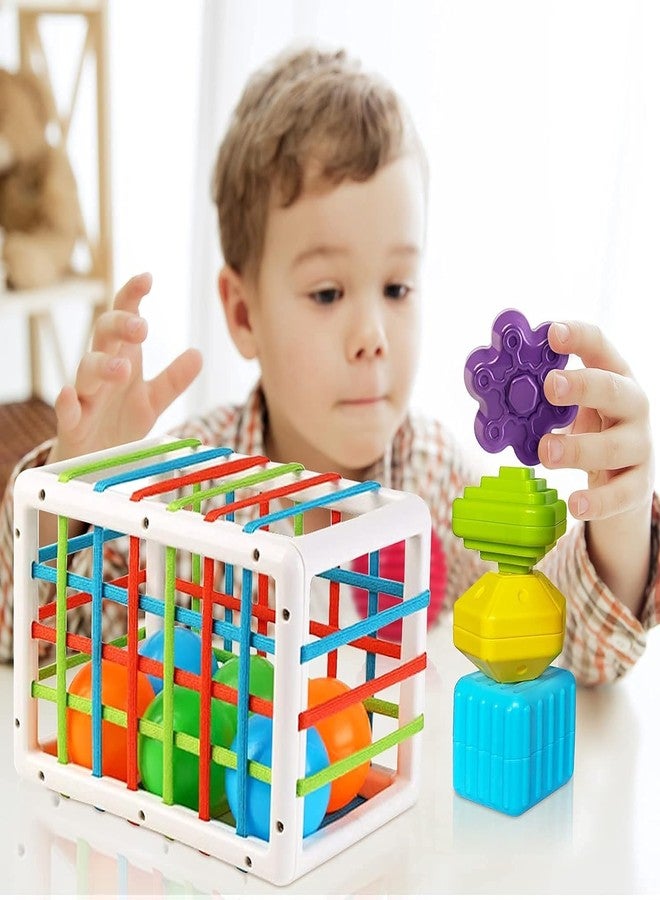 ZEELPETAL Baby Shape Sorting Toys for Old Boy and Girl,Sensory Bin Gift with Soft Balls and Blocks, Montessori Fine Motor Skill Toy for Toddler Birthday 6 Months and Up - 1pc, Multi. (Rectangle) - Image 4